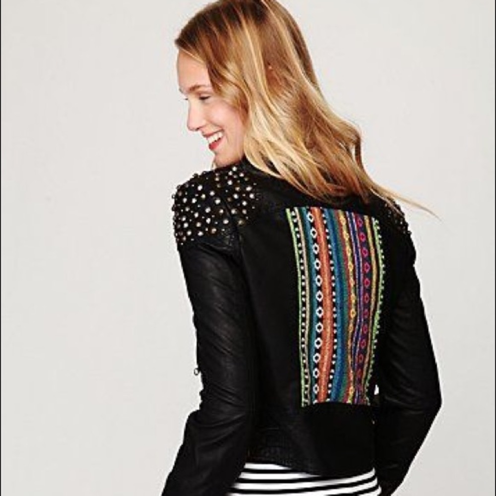Free people vegan leather motto jacket